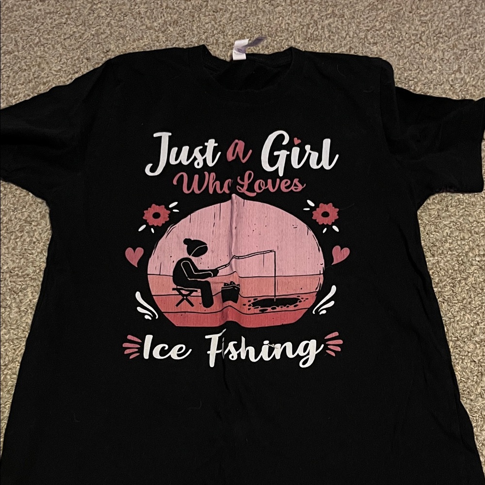 Bella Canvas Black Kids Tee - Ice Fishing Design